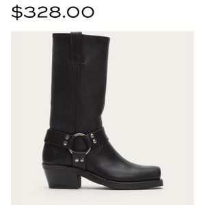 Black leather Frye harness boots